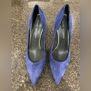 Blue suede Stuart Weitzman heels